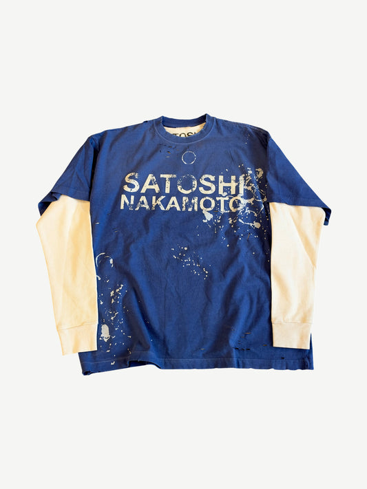 Satoshi Nakamoto Blue Bleached Luke Thermal Longsleeve
