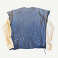 Satoshi Nakamoto blue Luke thermal longsleeve back with allover paint splatter on blue cotton thermal
