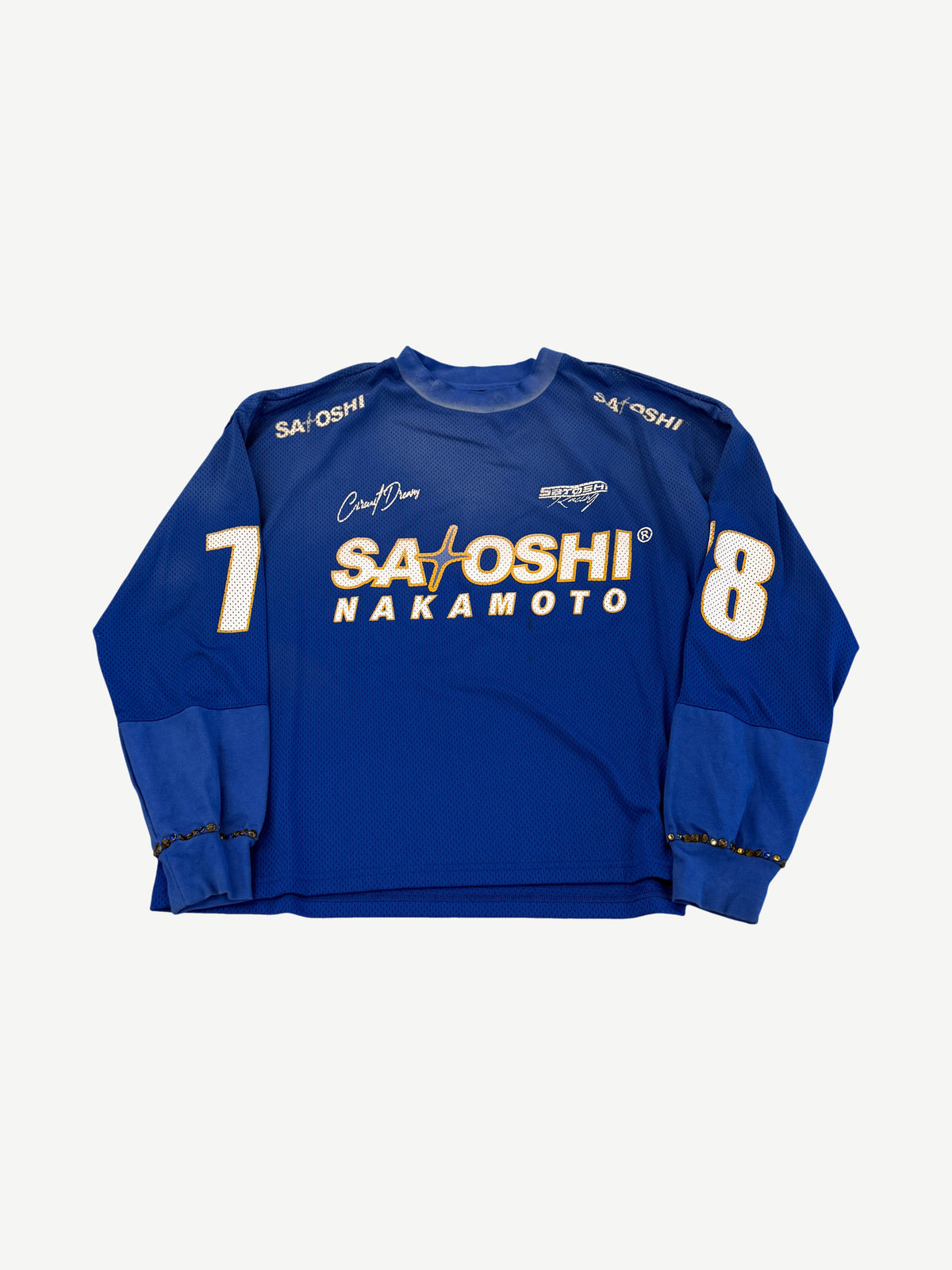 Satoshi Nakamoto Blue Mesh Moto Jersey