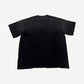 Satoshi Nakamoto chain stitch tee back, faded black cotton with broken-in vintage finish
