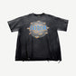 Satoshi Nakamoto eye tee in faded black with large halftone eye graphic centered on chest panel