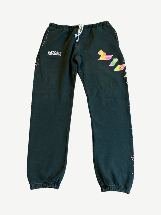 Satoshi Nakamoto Sicko Green Studded Gradient Sweatpants
