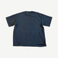 Satoshi Nakamoto washed black 1969 tee back view with blank faded body and distressed cut-up bottom hem