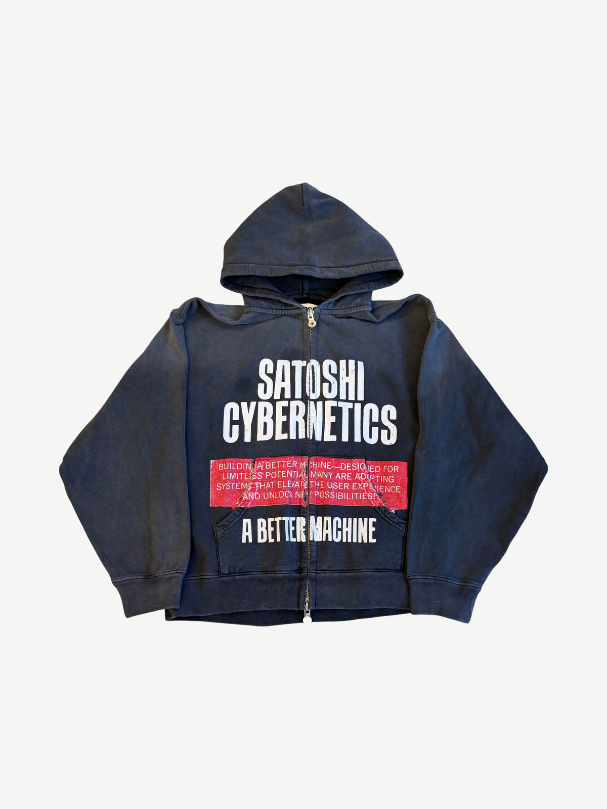 Satoshi Nakamoto Washed Black Cybernetics Zipup
