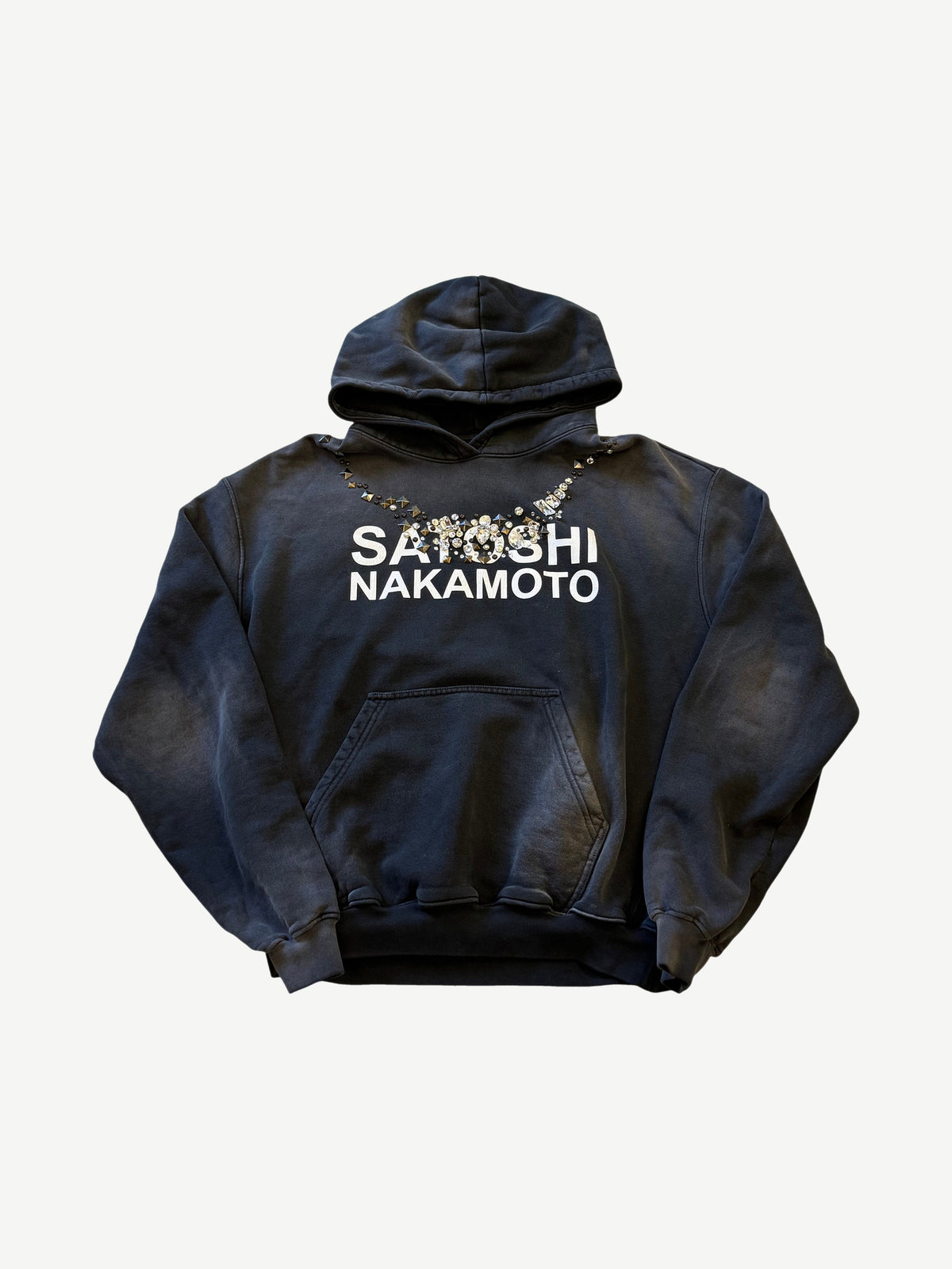 Satoshi Nakamoto Washed Black Necklace Hoodie
