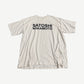 Satoshi Nakamoto white cotton tee front with bold black block Satoshi Nakamoto logo print on chest