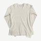 Satoshi Nakamoto white ribbed thermal longsleeve back view in cream waffle knit with ribbed cuffs and hem