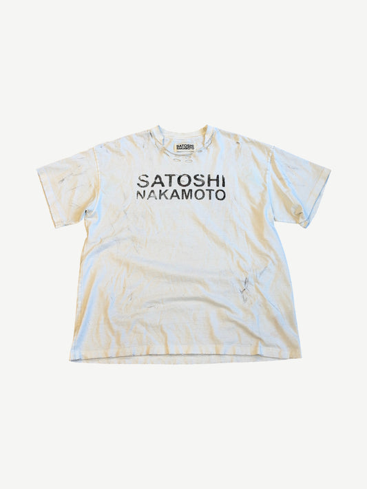 Satoshi Nakamoto White Luke Distressed Logo Tee
