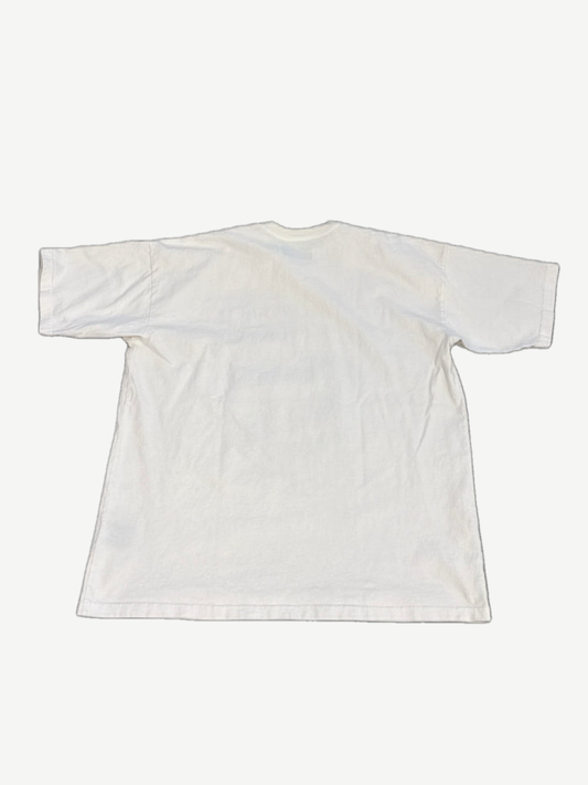 Satoshi Nakamoto Why Can't We Be Friends tee plain white back view in soft cotton with crew neck.