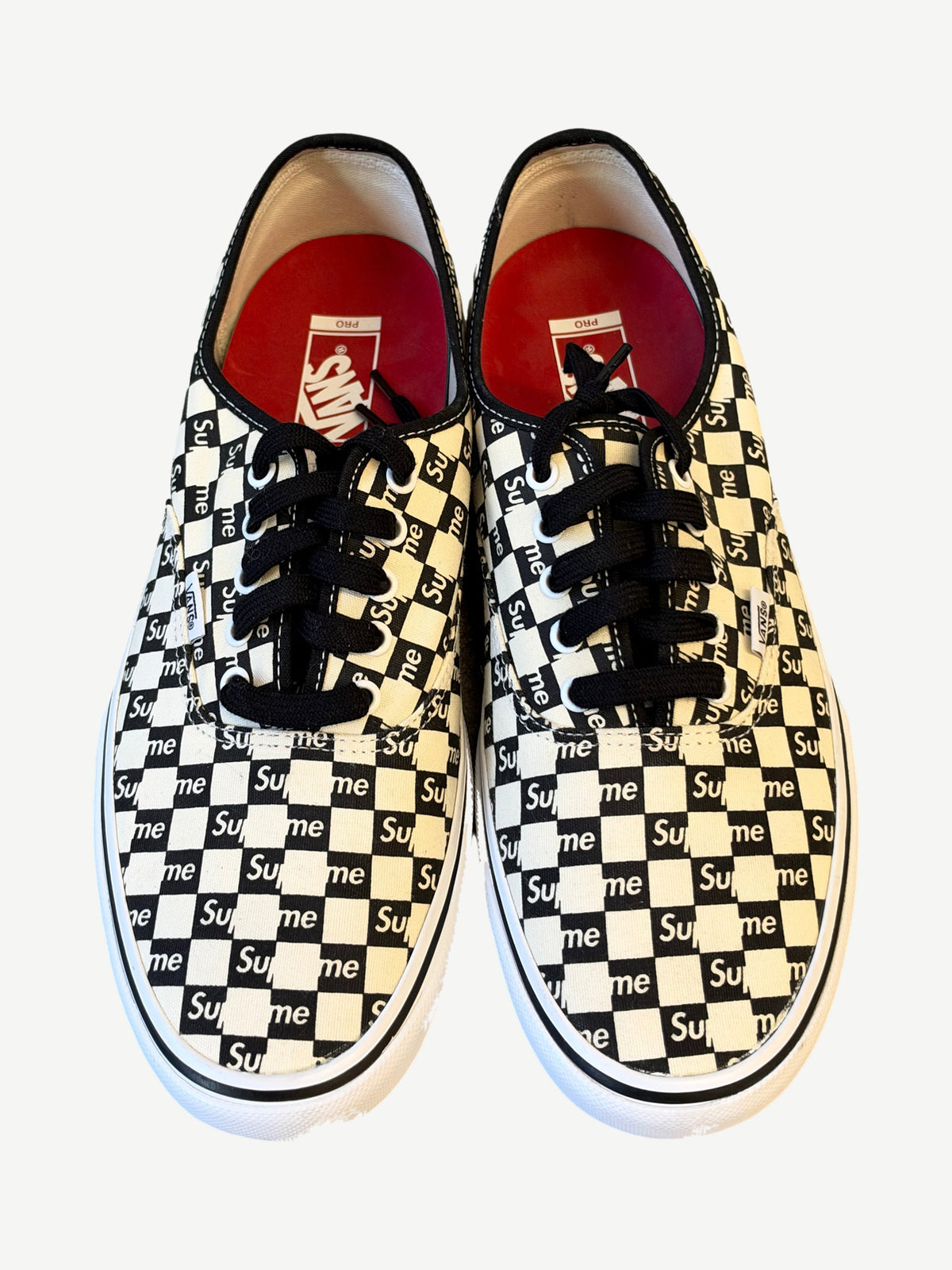 Supreme Black Checkered Logo Vans Authentic