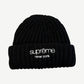 Supreme Black Classic Logo Chunky Ribbed Beanie