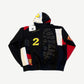 Supreme Premier patchwork zip up back view with studded Supreme logos, yellow number 2 and contrast panels.