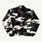Supreme snow camo half-zip pullover back view with black and white camo print and sleeve patch detail