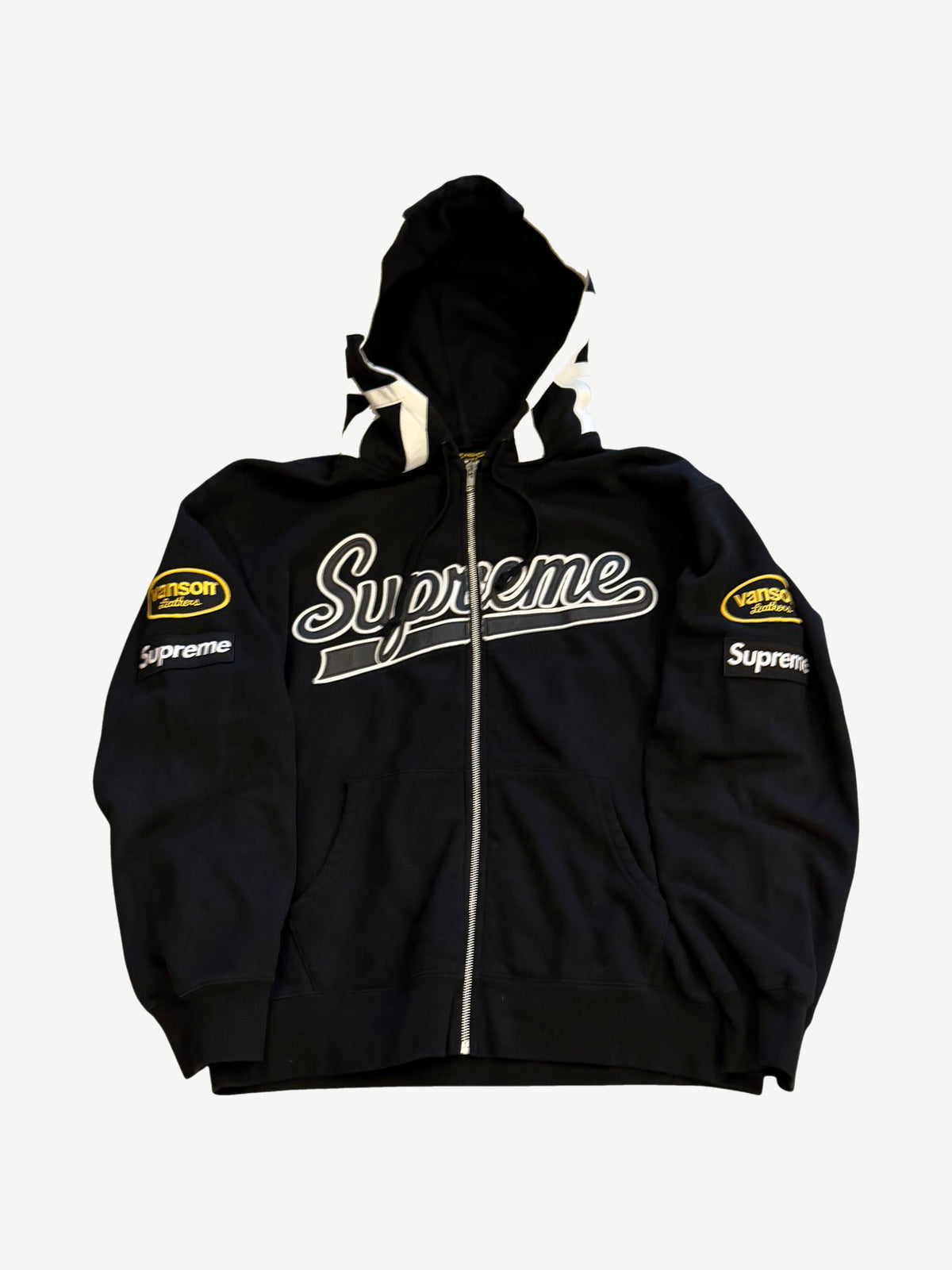 Supreme Black Vanson Leathers Spider Web Zipup
