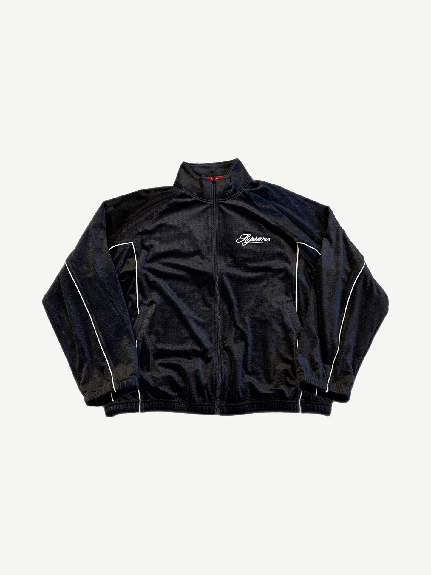 Supreme Black Velour Mesh Track Jacket