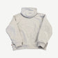 Supreme arc logo thermal hoodie back view in heather gray fleece with attached hood and ribbed cuffs.