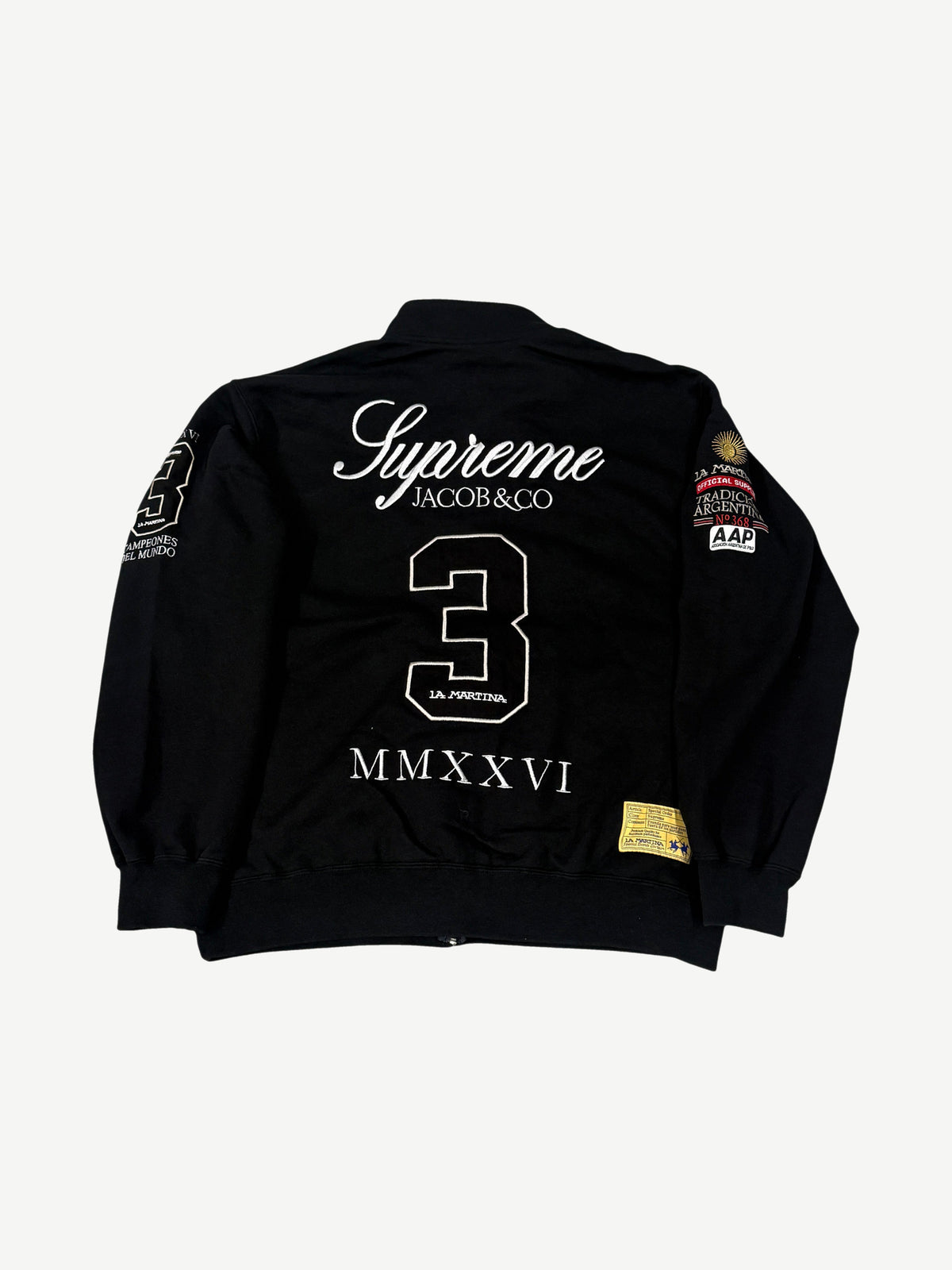 Supreme La Martina Black Zip Up Sweatshirt