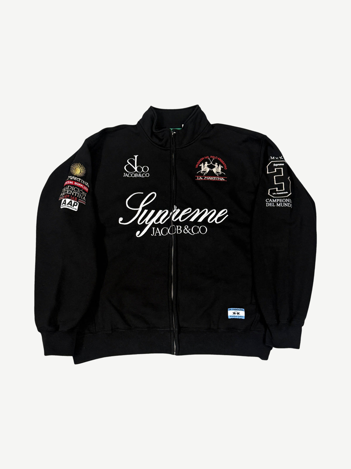 Supreme La Martina Black Zip Up Sweatshirt