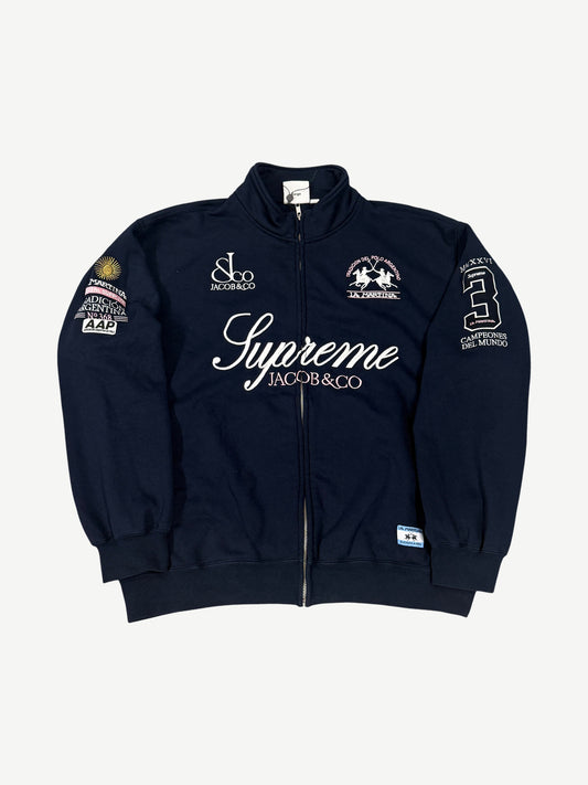 Supreme La Martina Navy Zip Up Sweatshirt