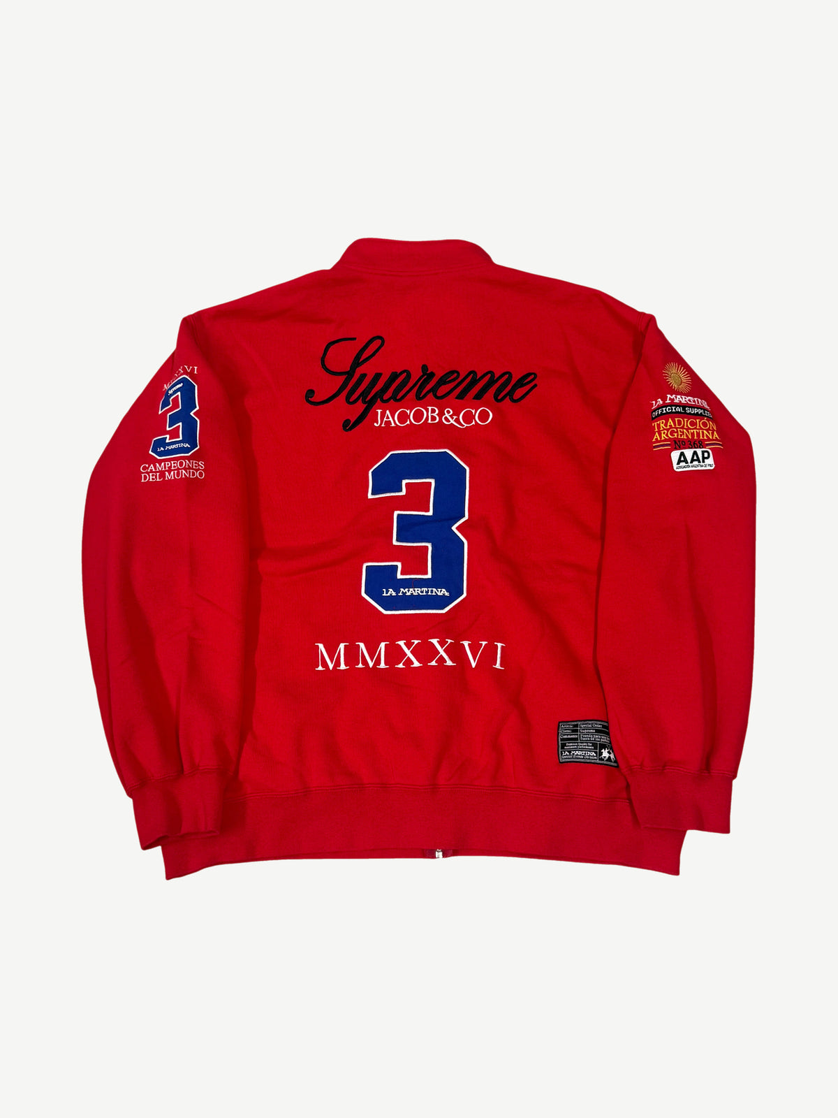 Supreme La Martina Red Zip Up Sweatshirt