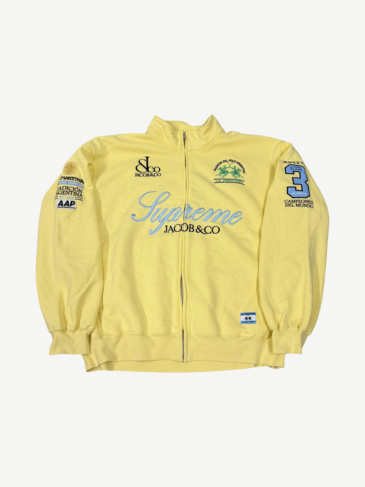 Supreme La Martina Yellow Zip Up Sweatshirt