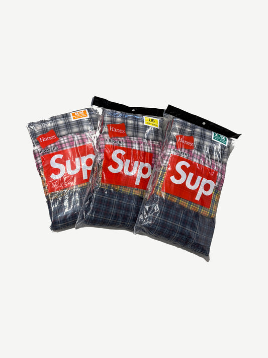 Supreme Multicolor Hanes Plaid Boxers 4-Pack