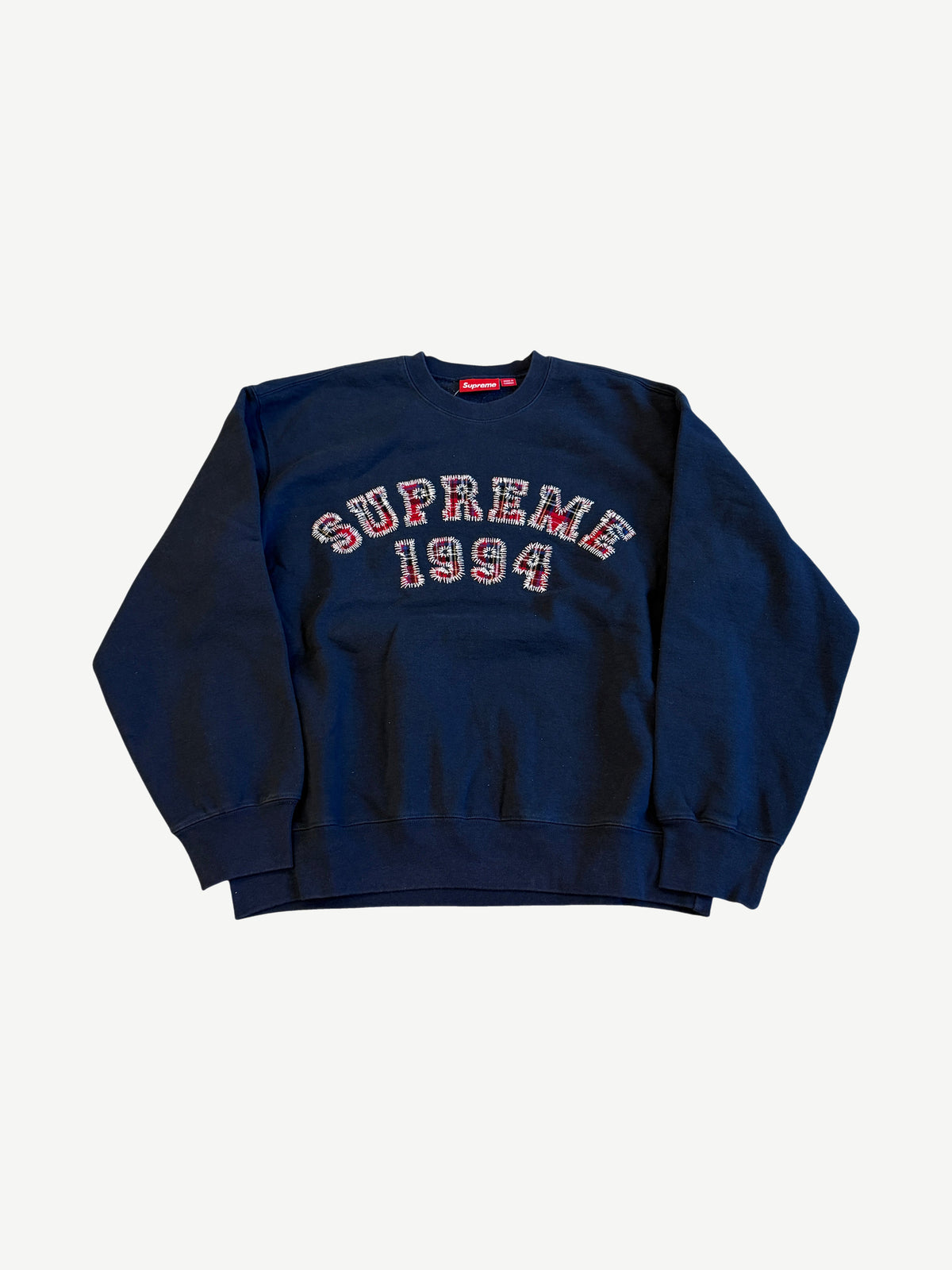 Supreme Navy Plaid Arc Crewneck