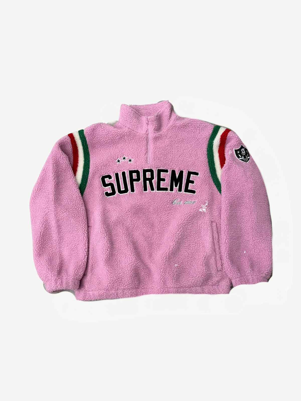 Supreme Pink Arc Half Zip Fleece Pullover
