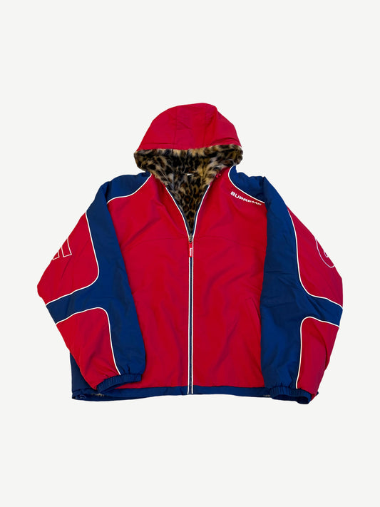 Supreme Red Faux Fur Reversible Hooded Track Jacket