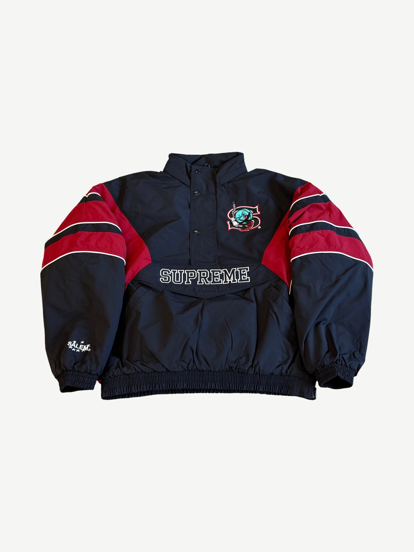 Supreme Salem Black Half Zip Stadium Jacket