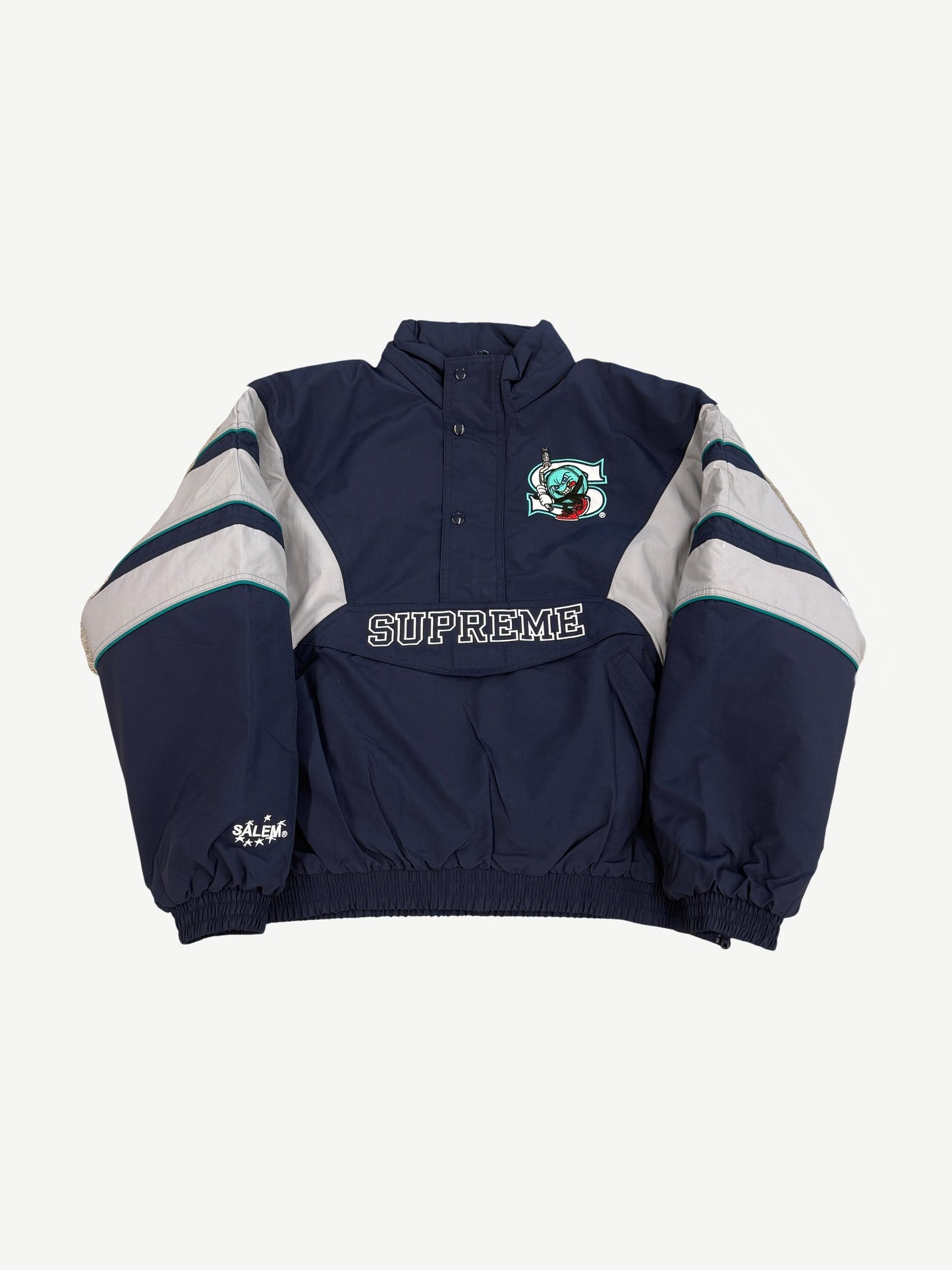 Supreme Salem Navy Half Zip Stadium Jacket