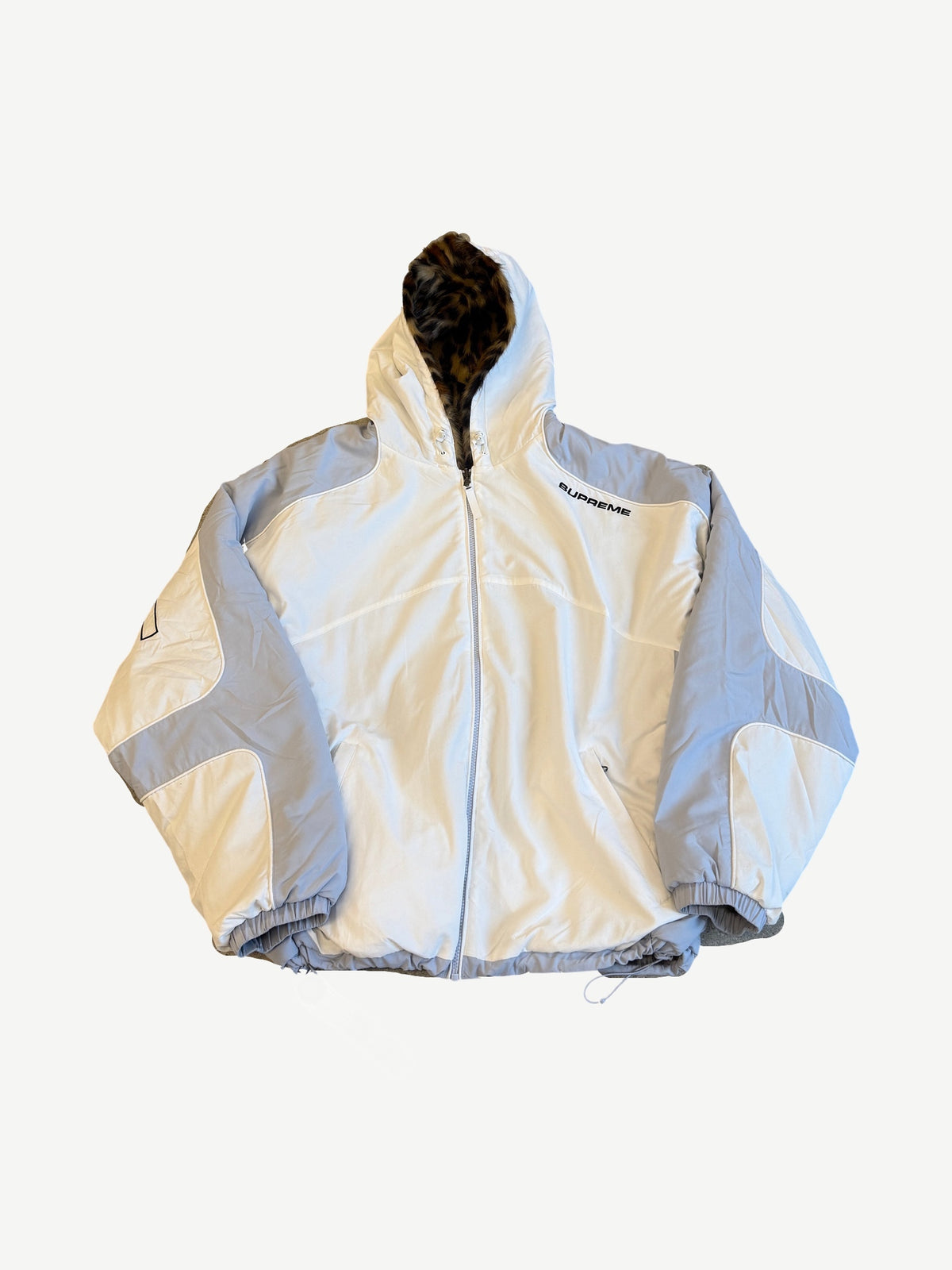 Supreme White Faux Fur Reversible Hooded Track Jacket