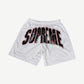 Supreme White Mesh Rhinestone Shorts
