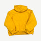 Supreme yellow thermal-lined zip-up hoodie back, plain mustard yellow cotton fleece with attached hood