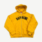 Supreme yellow thermal-lined zip-up hoodie front with black arched Supreme chest logo and full zipper