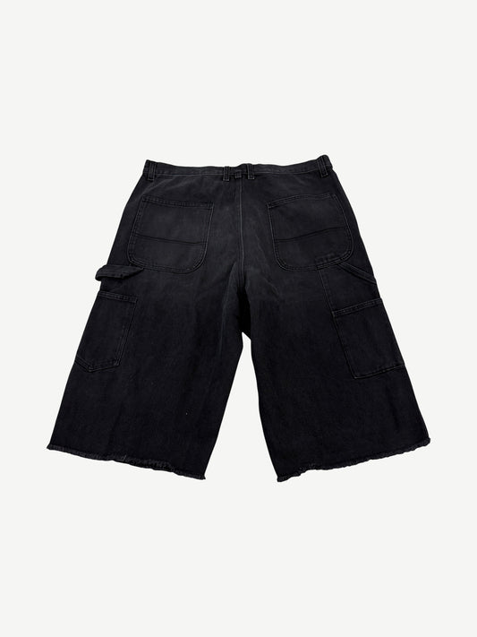 UNDS Online Black Faded Denim Double Knee Capri Shorts