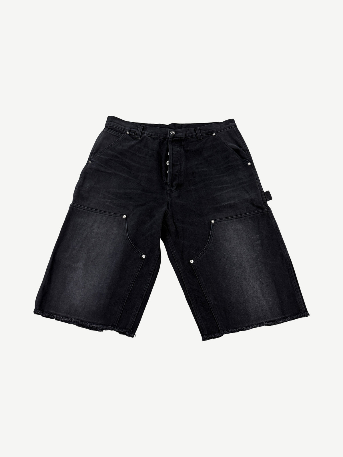 UNDS Online Black Faded Denim Double Knee Capri Shorts