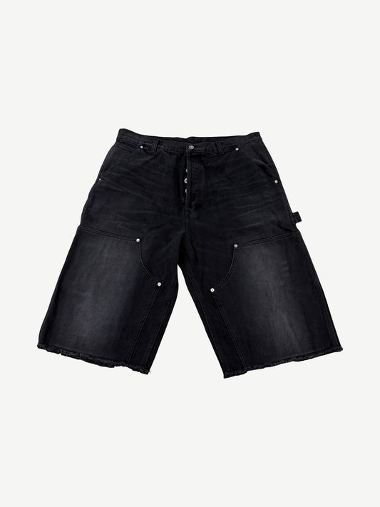 UNDS Online Black Faded Denim Double Knee Capri Shorts