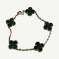 Van Cleef & Arpels 18k Gold Malachite 5 Motif Alhambra Bracelet