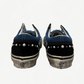 Vans OG Old Skool LX 36 top view showing waxed laces, pearlized leather upper in black navy two-tone.