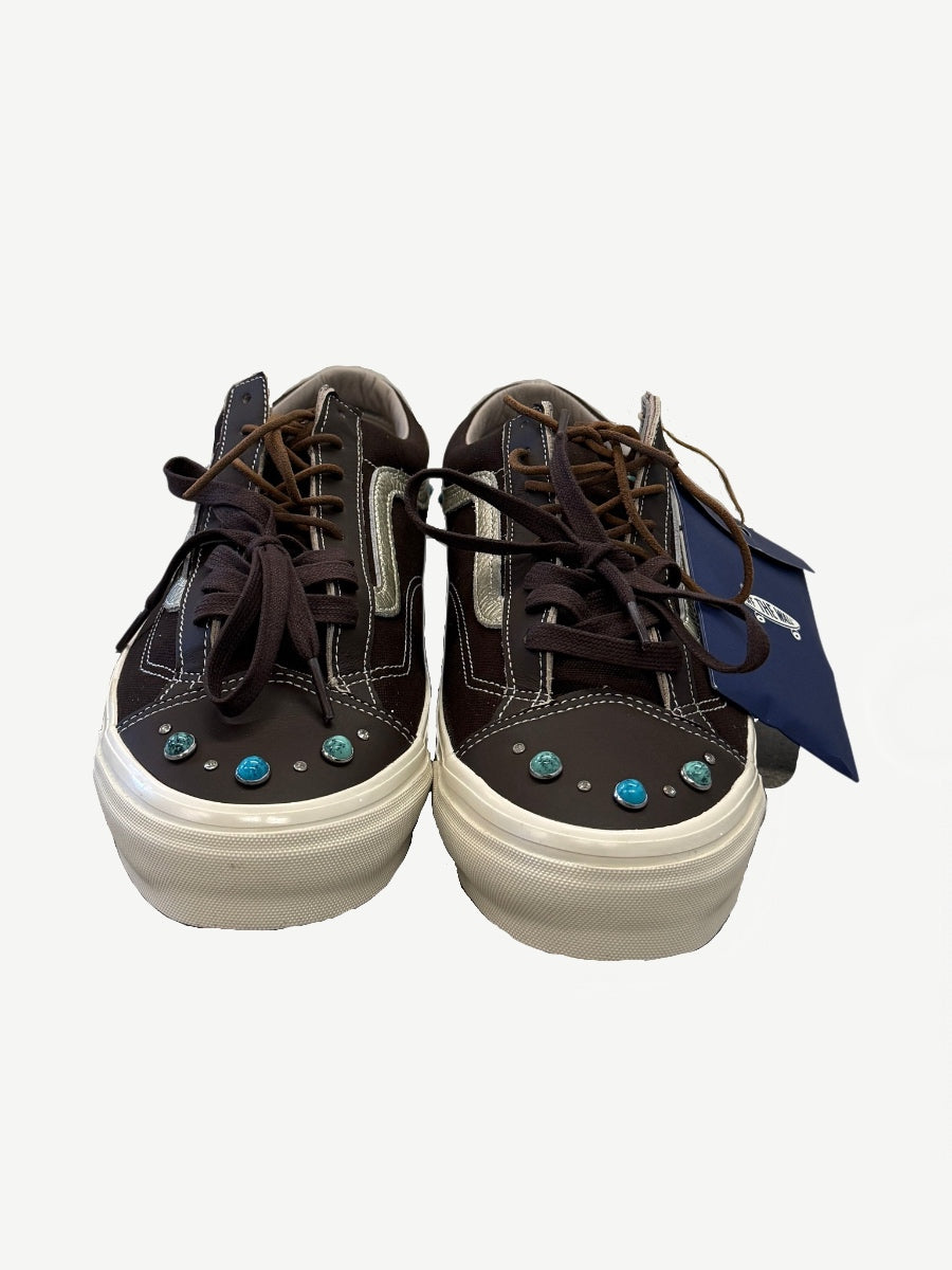 Vans LX Old Skool Gemstone Mushroom pair view showing mushroom suede uppers and white waffle gum outsoles