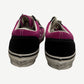 Vans Old Skool 36 Pearlized Pack rear view with pink canvas heels and black suede toe caps