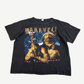 Vintage 1996 Tupac Makaveli Life of An Outlaw rap tee front, photo portrait print on black cotton