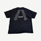 Vintage Aerosmith 2002 tour tee back with handwritten tour cities list and large wings logo print