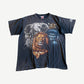 Vintage Busch Gardens faded black tee front with lion gorilla elephant zebra giraffe animal collage print