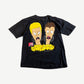 Vintage MTV Beavis and Butt-Head black tee with cartoon character headshots and yellow burst logo