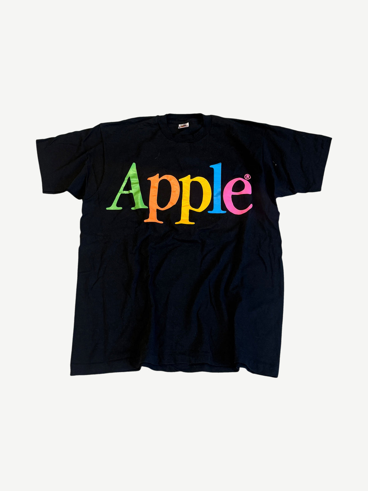 Vintage Black Apple Rainbow Logo Tee