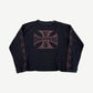 Vintage West Coast Choppers black waffle thermal longsleeve front with brown iron cross Choppers logo
