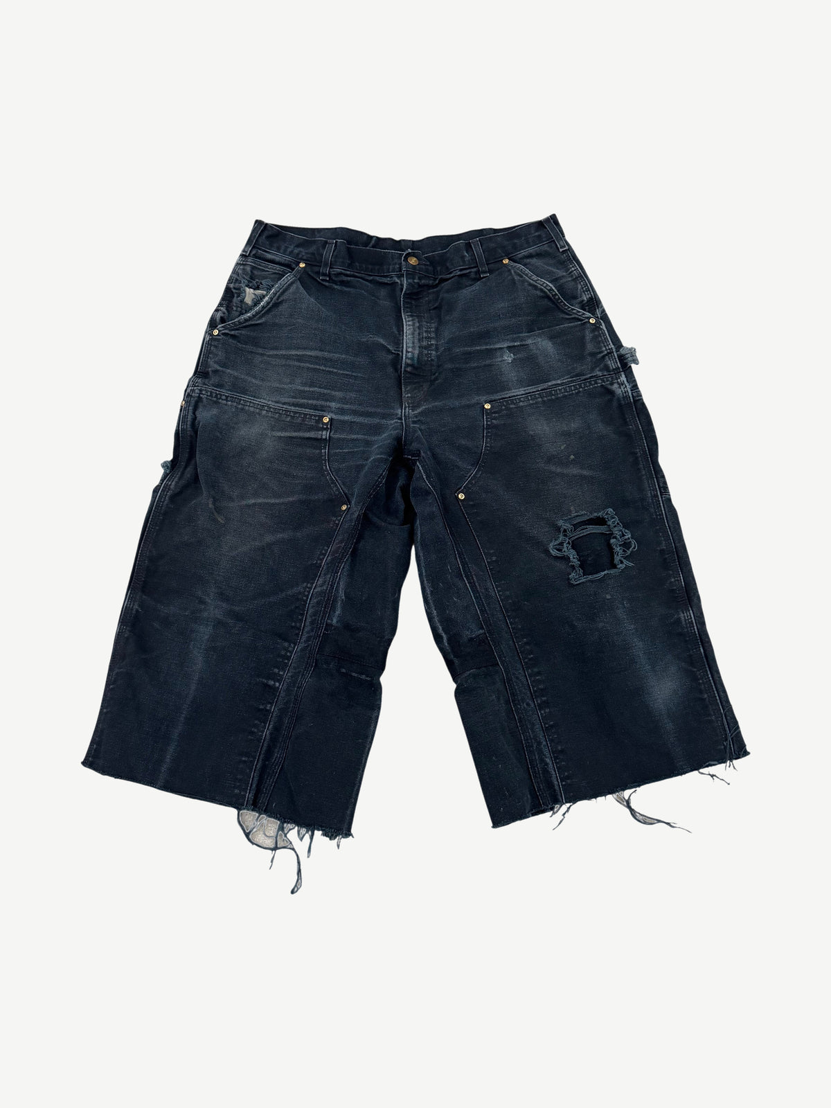 Vintage Black Carhartt Reworked Double Knee Carpenter Capri Shorts