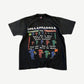 Vintage Lollapalooza 1993 black festival tee front with colorful sketch figures and band lineup